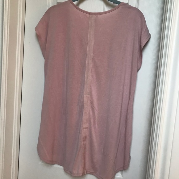 COA Dusty Rose Woven Chest Pocket Tee Top - Picture 2 of 9
